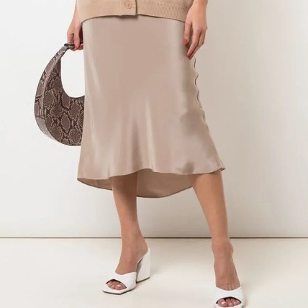 Tibi **NWT** silk 4 ply bias cut skirt in latte color. Size 12. - Picture 15 of 15